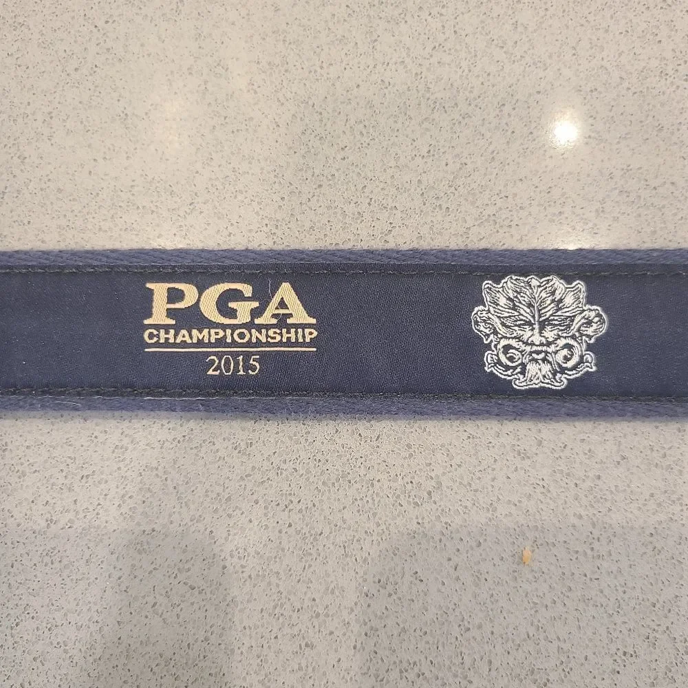 PGA Navy Blue Belt with Brown Leather Accents, Whistling Straits